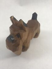 Scotty Dog Figurine Vintage Hand Carved Wooden  Scottish Terrier Wood Doll picture