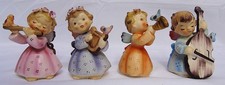 4 Lefton Christmas Angel Band of Musicians w/ Bluebirds Figurines c768 picture