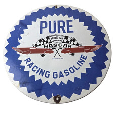 Vintage Pure Oil Co Sign - Gas Station Nascar Stock Car Porcelain Sign picture