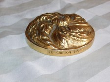 VTG Artoria Limoges Hotel Le Crillon Paris Heavy Gold Tone Cast Desk Paperweight picture