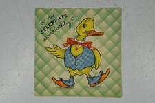 Vintage Celebrate Your Birthday Greeting Card MCM Duck in Suit Cartoon picture