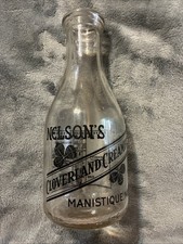 Vintage Nelson’s Cloverland Creamery Acl Quart Milk Bottle Manistique, Mich. 👀 picture