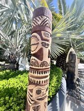 New 4’ 1.5” Tiki by Smokin' Tikis Hawaii Coconut Palm Hand-carved Stained picture