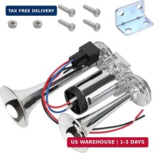 12V Car Air Horn, 120DB Super Loud Dual Trumpets Air Horns Kit with Compressor, picture