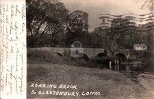 South Glastonbury CT 1906 Roaring Brook Bridge Kids RPPC Photo Postcard COPY picture