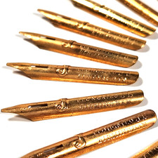 Vtg 25x John Heath Elongated J Birmingham Gold Plated Flex Calligraphy Dip Nibs picture