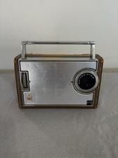Vintage GE Transistor Radio AM Portable Silver Metal Case Leather Carry Case picture