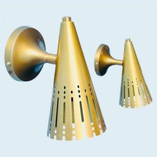 Mid-Century Italian Brass Wall Sconce Pair: Art Deco Interior Lighting picture