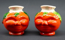 Retro Vintage Anthropomorphic Tomato Head Salt & Pepper Shakers Made In Japan picture
