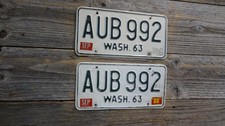1963 1968 Washington White & Green YOM Original embossed plates Great Pair picture