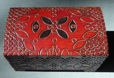 VTG Made in Poland Folk ArtHand Crafted Carved Wooden Trinket/Keepsake Box picture