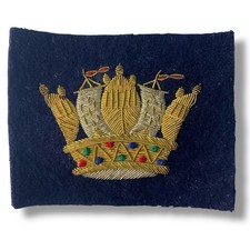 British Royal Crown Merchant Navy Bullion Wire Blazer Military Patch Badge VTG picture