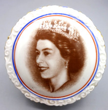 Rare Coalport China Trinket Box - HM Queen Elizabeth II Coronation 1953 - 3-3/8