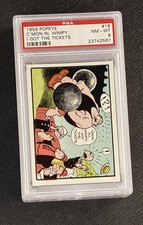 1959 Popeye 19 C-mon in, Wimpy, I got the Tickets PSA 8 Graded Card Ad-Trix King picture