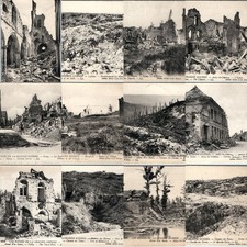 x13 LOT c1920 France WWI Ruins Postcard Soissons Chemin des Dames Aisne Battle picture