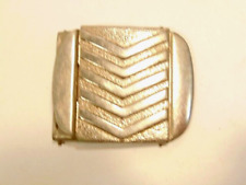 older chrome plated brass belt buckle with chevron or stripe design picture