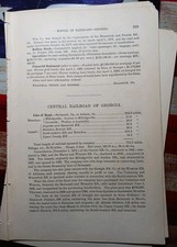 1881 Train Report CENTRAL RAILROAD OF GEORGIA Gordon Wadley Louisville GA  picture