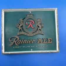 Vintage Rainier Beer Plastic Plaque Wall Sign 10x8 in 3D Raised Lettering Wash. picture