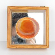 Vintage Agate Wooden Trinket Box Mirrored Jewelry Case Magnetic Closure 5x5x1.5 picture