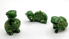 Vintage Hard Plastic Miniature Turtle Figurines Family Lot Of 3 Macau picture