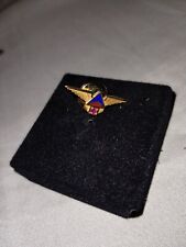 VINTAGE DELTA AIRLINES WINGS BADGE SERVICE PIN 10K GOLD/ RUBY LAPEL PIN TIE TAC picture