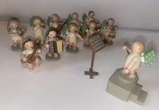 Vintage Erzgebirgische Volkskunst Angel Orchestra 13 Pc. Polka Dot Wings 1950 picture