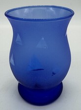 Cobalt Frosted Blue Glass with Triangle Design Candleholder / Vase 4.5” picture