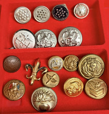 Military Uniform Button Lot 17 WWI WWII USMS USMC French Flaming Bomb Vintage picture