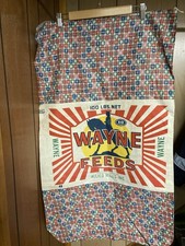 Vtg Wayne Feed Sack Print Cloth With Paper Label 100lb Allied Mills Inc picture
