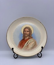 Vintage Sabin Crest-O-Gold Portrait Plate Jesus Christ Warranted 22k Gold 7.5” picture