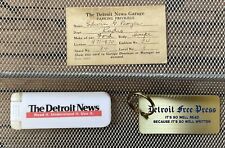 Vtg Detroit Free Press News - Keychain, Brush & Antique Garage Parking Card picture