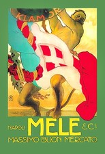 🍋 Vintage Mele Napoli Poster c1910s - Art Nouveau 24x36” picture