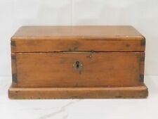 Antique Wooden dovetailed document box with lock no key, picture