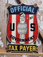 VINTAGE GOVERNMENT PORCELAIN SIGN RARE OLD US TAXPAYER CLUB AMERICA FREEDOM 12