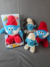 Lot 4 Vintage SMURFS Plush Dolls Stuffed Animals Toy Papa Smurf One Musical picture