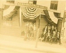 1908 Real Photo Postcard M.E. Blauvelt General Store NY Patriotic Bunting RPPC picture