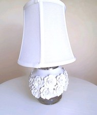 Romantic 3D Porcelain Rose Accent Lamp Crystal– Modern Hollywood Regency Style picture