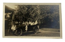 Young Children & Babies in an Early Automobile ~ Antique 1910s RPPC Postcard picture