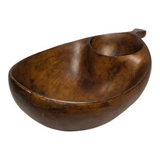 MCM David Auld Wood Bowl Mahogany Large 2 Compartment Oval HAITI 18