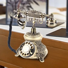 Vintage Rotary Dial Telephone Antique Brass Handset Retro Landline picture
