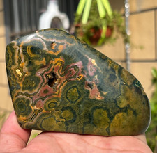 327g Natural Ocean Jasper With Druzy Freeform Quartz Crystal Reiki Healing picture