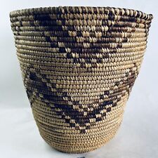 Vintage West African Hand Made Natural Rattan Woven Decorative Basket 8.5” Tall picture