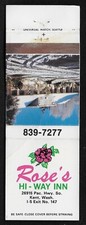 Vintage 1960's original Rose's Hi-Way Inn Restaurant- Kent, WA. Matchbook Cover picture