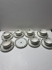 Vintage Superior Hall Cameo Rose Tea Cup Saucer Set 8 Saucers, 7 Cups picture