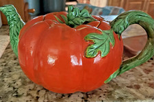 Vintage Maruhon Ware Tomato/Pumpkin Teapot from Japan With Lid 1930's-50's picture