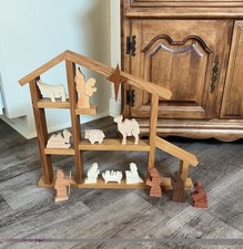 Vintage Handmade Christmas Wooden Nativity Set 22