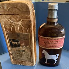 Vintage White Horse Scotch Whisky W/ Box Empty Bottle Metal Cap Whiskey TS picture