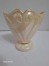 Vintage Pioneer Pottery Vase Iridescent Lusterware Gold Trim Ceramic Art Deco picture