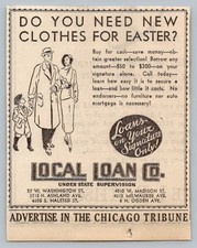 1931 Chicago Local Loan Co Easter Family Clothing Signature Loan Ad Ephemera picture