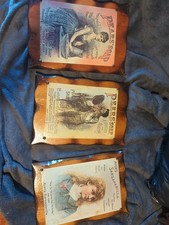 Set of 3 Vintage Style Wood Advertising Plaques Pears Soap Ayer Sarsaparilla picture